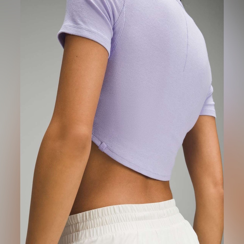 Lululemon Hold Tight Cropped T-Shirt- Lilac Smoke - Picture 2 of 5